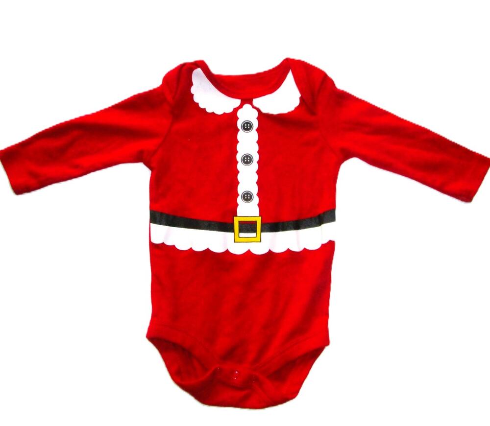 Topsville Unisex Infant Bodysuit Size 3-6 Months One-Piece Red Santa Outfit